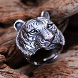 Domineering Tiger Ring In Sterling Silver