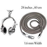 925 Silver Headset and Snake Chain Necklace