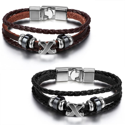 Braided Leather & Stainless Bracelet