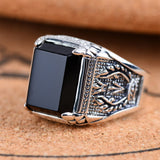 Natural Obsidian & 925 Sterling Silver Ring