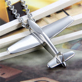 Stainless Steel Airplane Pendant Necklace