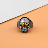 Evil Eye Oxygen Black Skull Ring In Silver