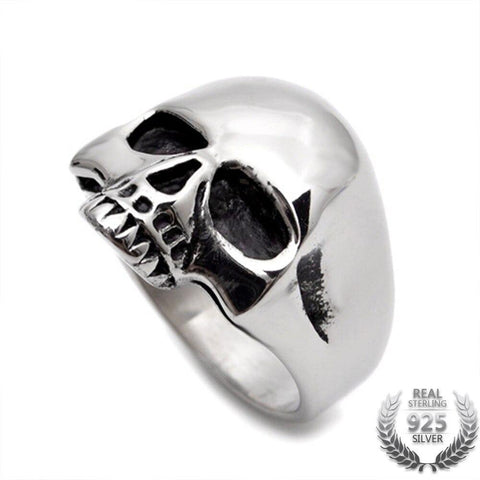 Traditional Sterling Silver Half Skull Ring