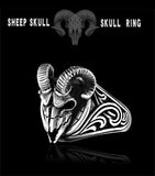 Sheep Head Skull Ring in Sterling Silver