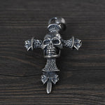 Antiqued Skull & Cross Pendant In 925 Silver