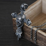 Antiqued Skull & Cross Pendant In 925 Silver