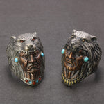 925 Silver Indian Wolf Chief Ring