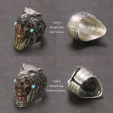 925 Silver Indian Wolf Chief Ring