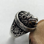 Handcrafted Roaring Lion Ring in Sterling Silver